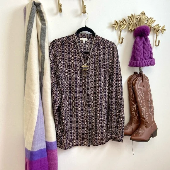 Shabby chic print blouse L - Picture 3 of 3